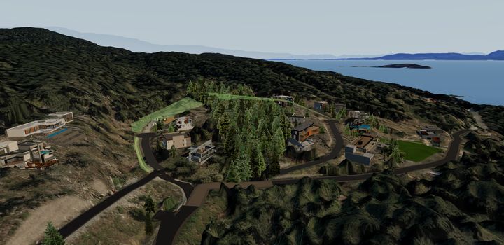 The hillside and the water beyond