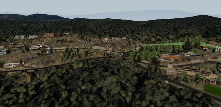 The wider hillside and its homes